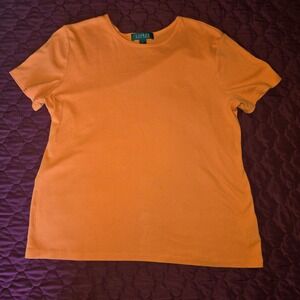 Lauren by Ralph‎ Lauren Orange t-shirt Size Large 100% Cotton